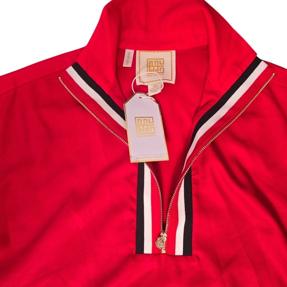 Emily Mccarthy Tops - Emily McCarthy XS Womens Poppy Pullover Red Varsity Ombre Quarter Zip Top NWT
